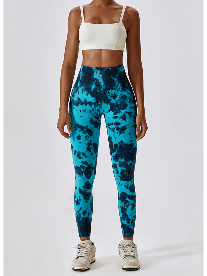 Tie Dye Wide Waistband Active Leggings