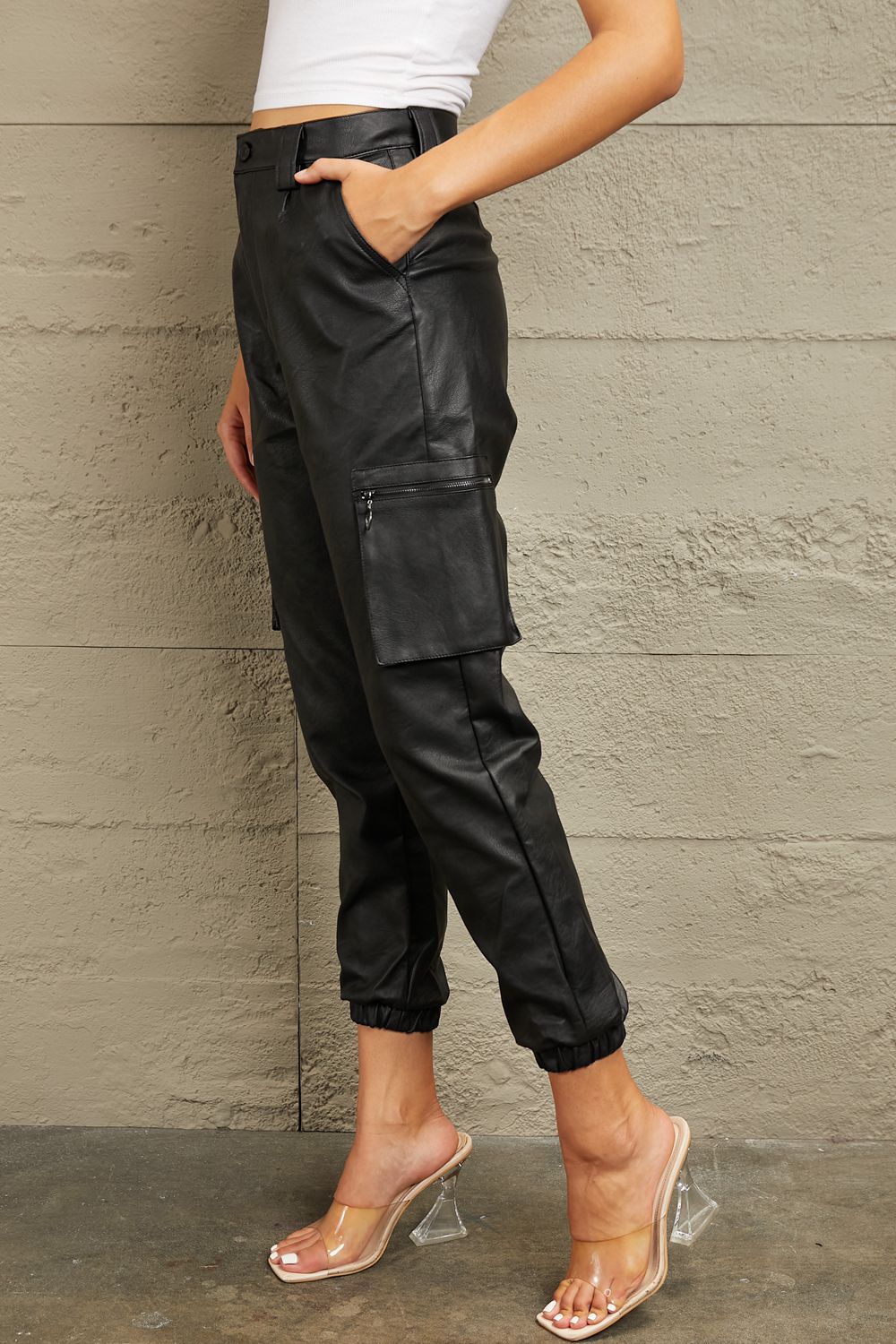 Kancan High Rise Leather Joggers