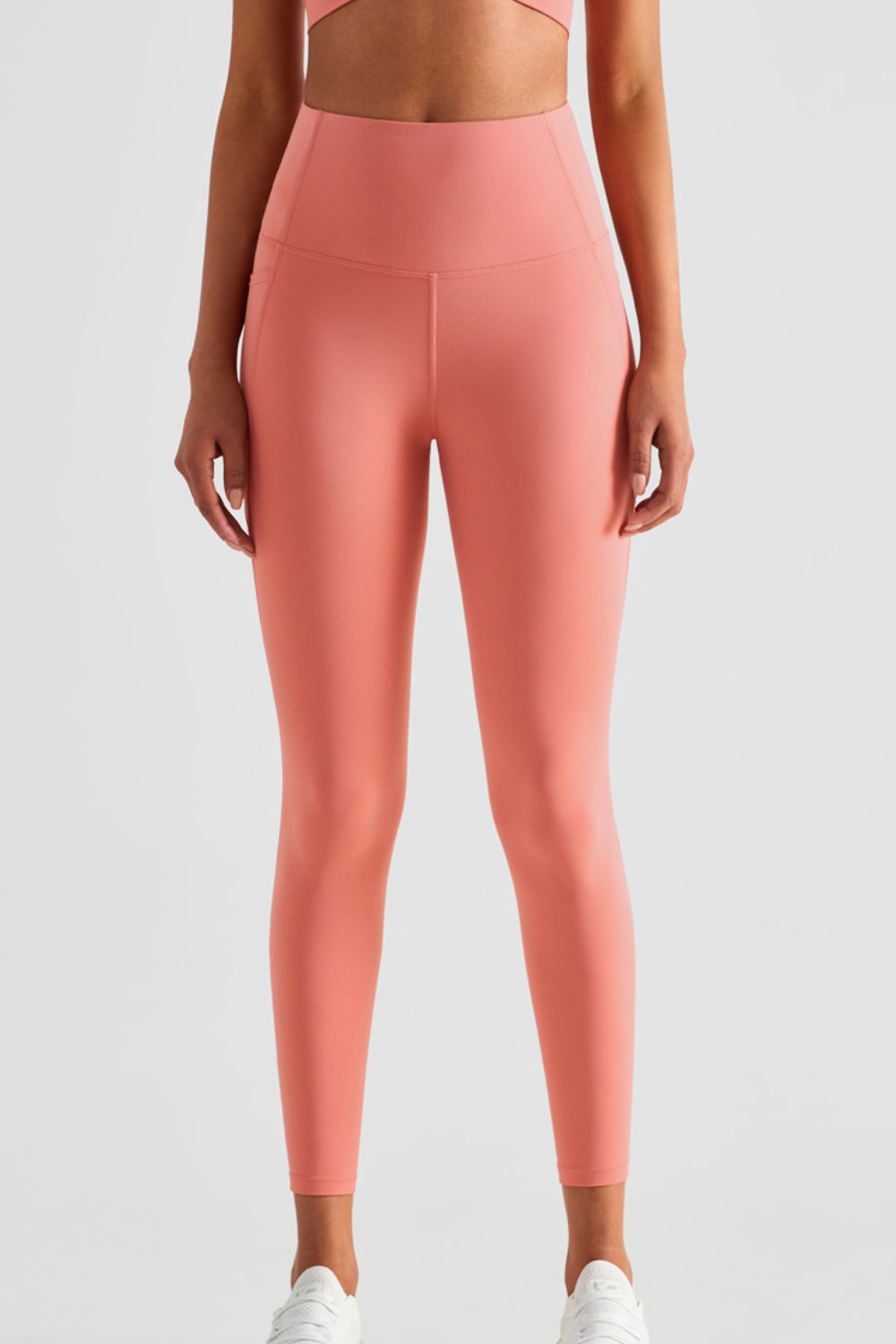 Wide Waistband Sports Leggings with Pockets